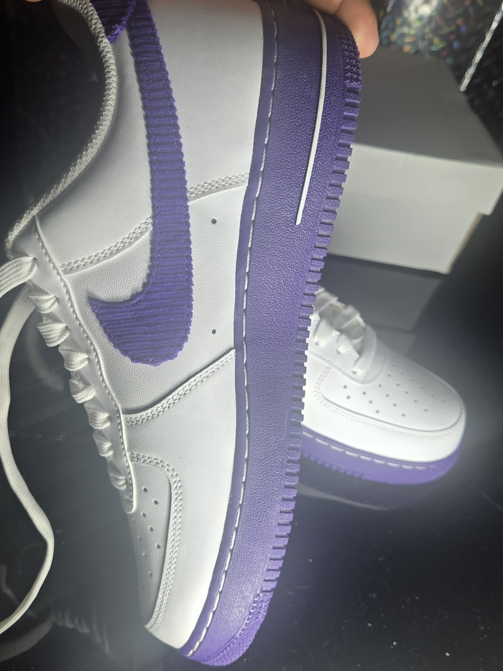 Nike Air Force 1 '07 LV8 EMB White Court Purple DB0264-100 Low Top size 9.5 - Picture 6 of 10